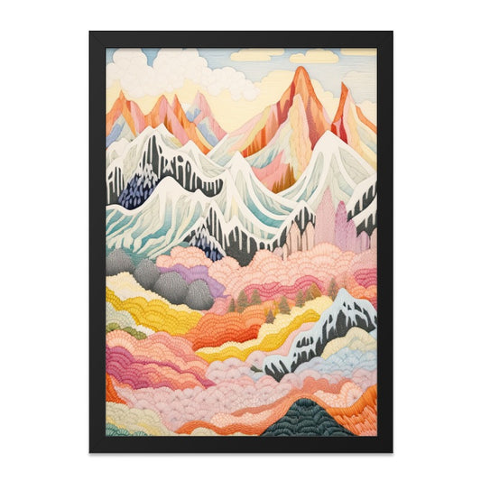 Colorful Mountain Range Wall Art, Abstract Landscape Print, Modern Home Decor, Scenic Mountain Poster, Nature Inspired Wall Art, Framed Art - Tawshia