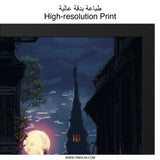 Pixel Art Wall Decor, Gothic Town Print, Dark Fantasy Art, Moonlight Scene, Atmospheric Wall Art, Gothic Decor, Video Game Inspired - Tawshia