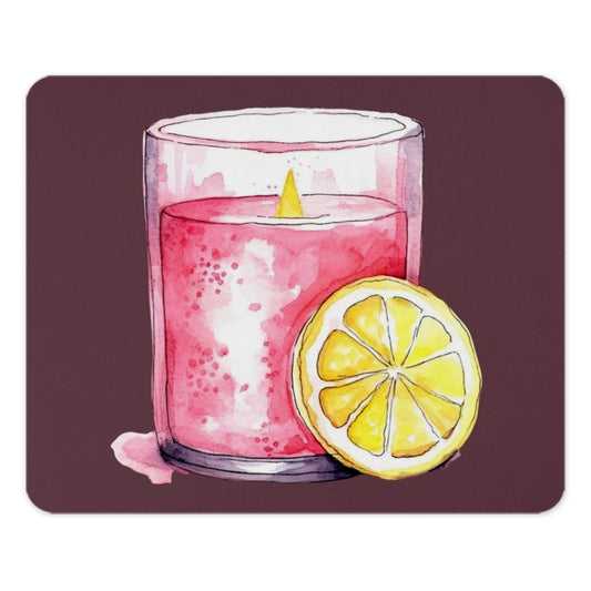 Lemon Candle Mouse Pad, Watercolor Candle Art, Cute Desk Decor, Colorful Mousepad, Scented Candle, Cozy Desk Accessories, PC Gaming - Tawshia