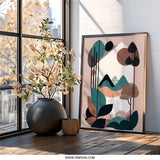 Abstract Landscape Wall Art, Geometric Mountain Print, Modern Nature Artwork, Minimalist Home Decor, Unique Wall Decor - Tawshia