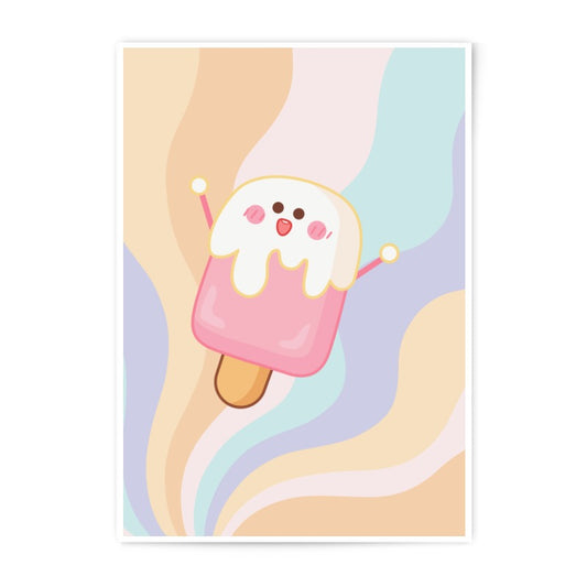 Cute Ice Cream Photographic Prints, Kawaii Art, Pastel Decor, Food Prints, Kids Room Art, Playful Wall Decor, Dessert Illustration - Tawshia