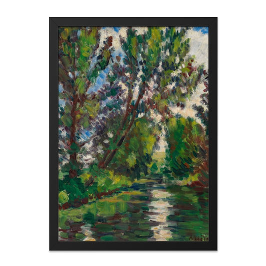Impressionist River Wall Art, Landscape Painting Print, Trees Reflection Artwork, Serene Nature Scene, Vintage Style Decor - Tawshia