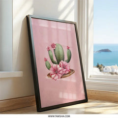 Cactus Wall Art, Pink Flower Print, Southwestern Decor, Botanical Art Print, Desert Wall Art, Home Decor, Floral Cactus Art - Tawshia