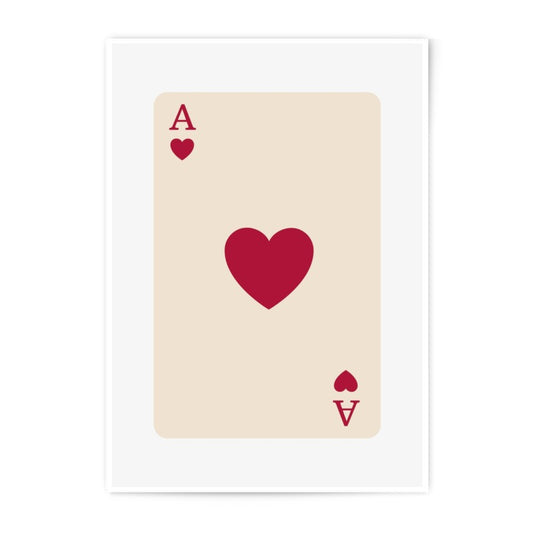 Ace of Hearts Photographic Print, Playing Card Art, Minimalist Wall Decor, Card Game Print, Valentine's Day Gift, Lucky Card Art Print - Tawshia