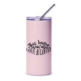 Love and Coffee Tumbler, Home Decor Tumbler, Coffee Lover Gift, Cute Coffee Tumbler, Novelty Coffee Cup, Coffee Tumbler with Straw - Tawshia