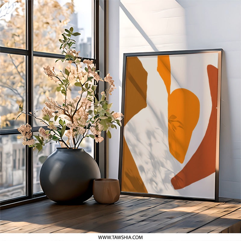 Abstract Shapes Wall Art, Geometric Art Print, Modern Home Decor, Minimalist Art, Burnt Orange and Brown Wall Decor, Contemporary Art - Tawshia