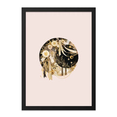Celestial Moon Wall Art, Floral Crescent Moon Decor, Elegant Gold Accent Print, Unique Gift Idea, Modern Wall Art - Tawshia