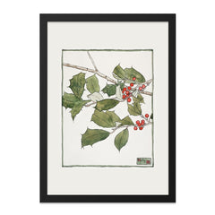 Holly Berries Wall Art, Botanical Print, Christmas Decor, Holiday Wall Decor, Winter Artwork, Festive Season Art, Unique Gift Idea - Tawshia