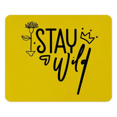 Stay Wild MousePad, Motivational Quote, Yellow Desk Decor, Office Accessories, Inspiring Gift, Floral and Crown Design, Home Office - Tawshia