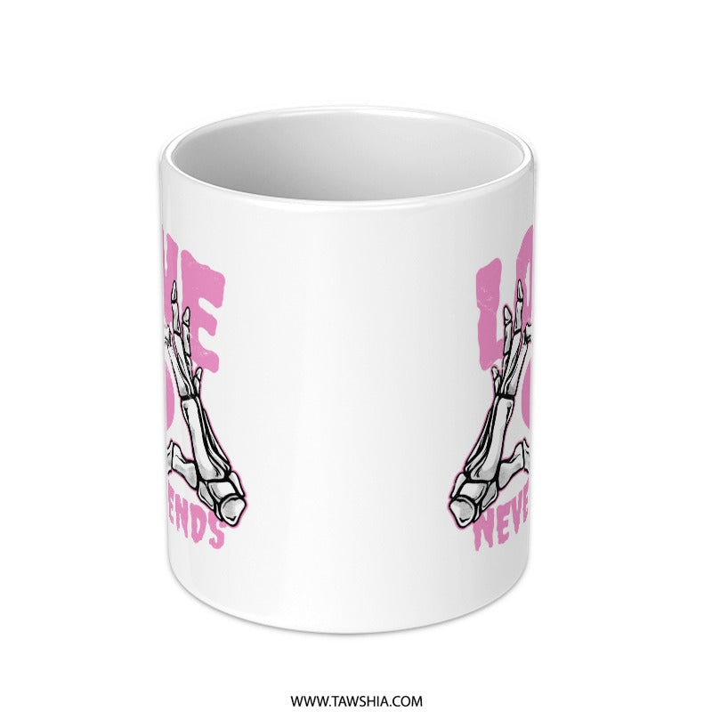 Love Never Ends Skeleton Hand Design Mug product