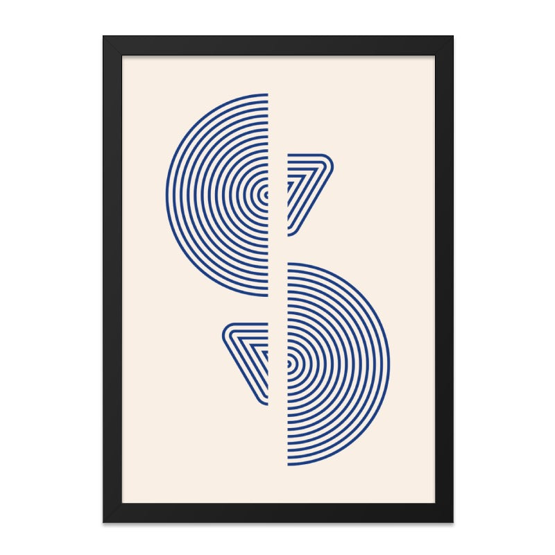 Abstract Geometric Wall Art, Navy Blue Circle Triangle Print, Modern Minimalist Home Decor, Contemporary Art, Wall Decor - Tawshia