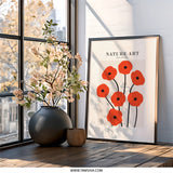 Red Poppy Wall Art, Floral Print, Botanical Art, Nature Decor, Modern Wall Decor, Papers Decoupes Print, Minimalist Wall Art, Flower Art - Tawshia