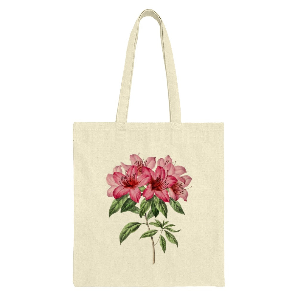Floral Tote Bag, Pink Azalea Flowers, Botanical Illustration, Elegant Tote, Stylish Bag, Everyday Tote, Shoulder Bag, Gift for Her - Tawshia