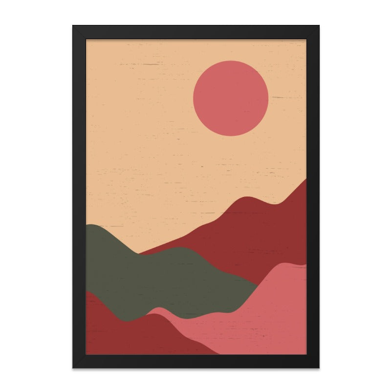 Minimalist Mountain Wall Art, Sunset Landscape Print, Abstract Geometric Art, Scandinavian Home Decor, Modern Nature Art - Tawshia