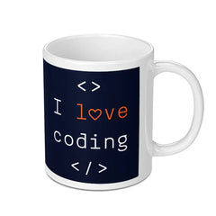 I love coding printed on white background mug product