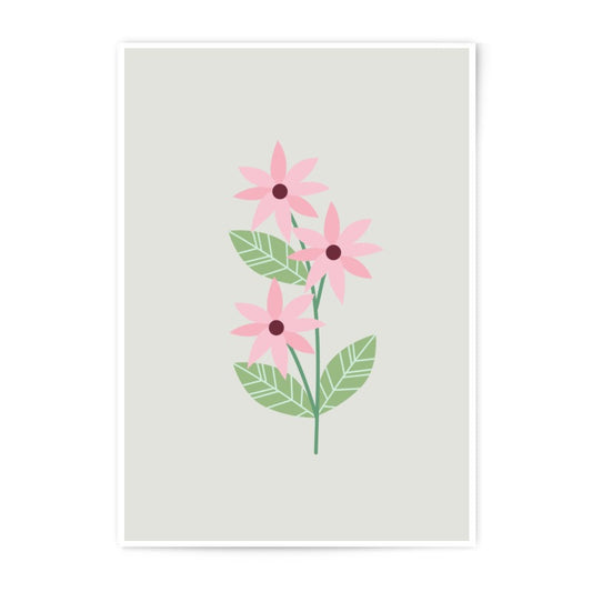 Pink Flower Photographic Prints, Floral Illustration Art, Botanical Wall Decor, Modern Minimalist Art Prints - Tawshia