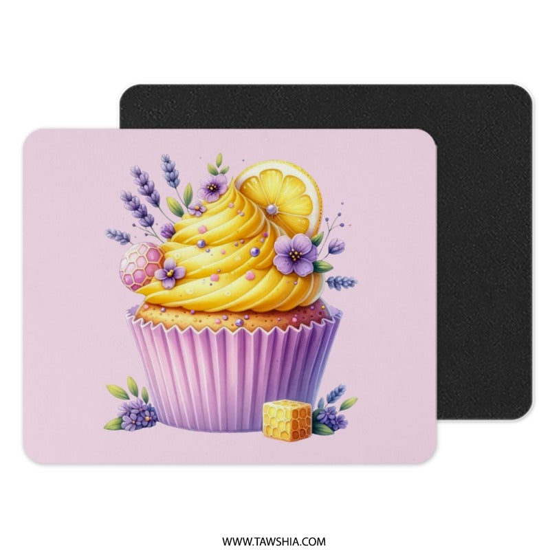 Lemon Cupcake Mouse Pad, Lavender Floral Mousepad, Cute Desk Decor, Office Accessories, Sweet Treat Design, Home Office, Computer Gift - Tawshia