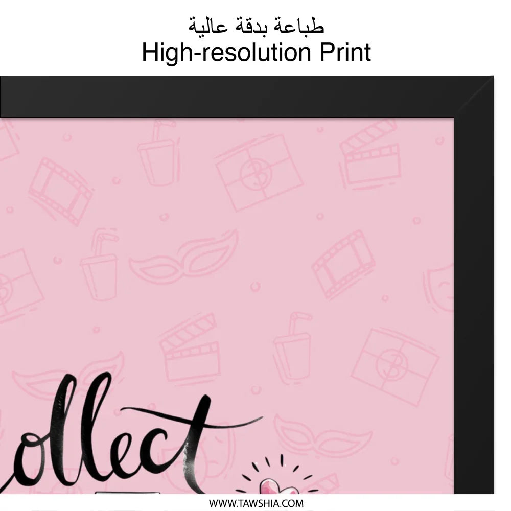 Collect Beautiful Moments Wall Art, Pink Camera Print, Inspirational Quote Decor, Photography Lover Gift, Modern Home Wall Decor - Tawshia