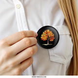 Fall Tree Pinback Button, Autumn Leaves Button, Watercolor Tree Button, Seasonal Gift, Nature Lover Pin, Colorful Tree Design - Tawshia