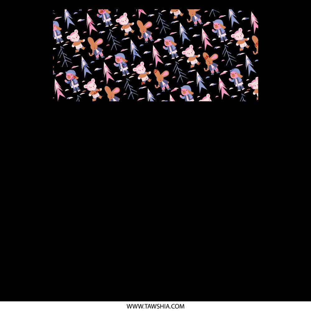 Fun Cartoon Animal Pattern Black Background product