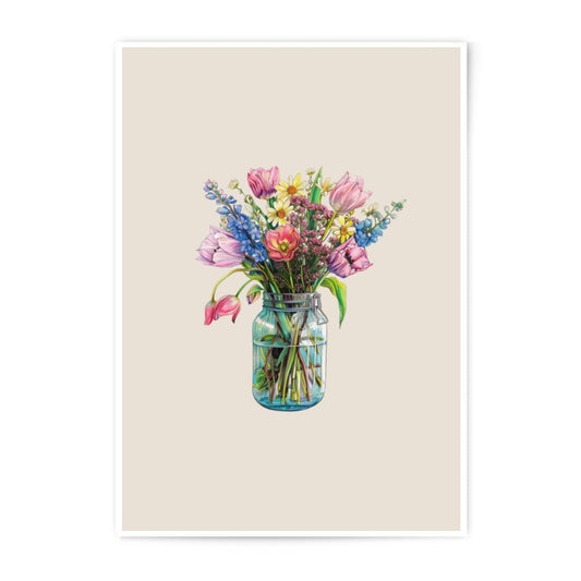 Floral Photographic Prints, Bouquet in Jar, Still Life Art, Colorful Flowers, Home Decor, Wall Art, Fine Art Photography - Tawshia