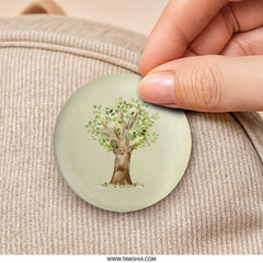 Tree Pinback, Cute Tree Badge, Nature Inspired Pin, Tree with Face Button, Unique Pin, Aesthetic Badge, Whimsical Tree Gift, Tree Lover Pin - Tawshia