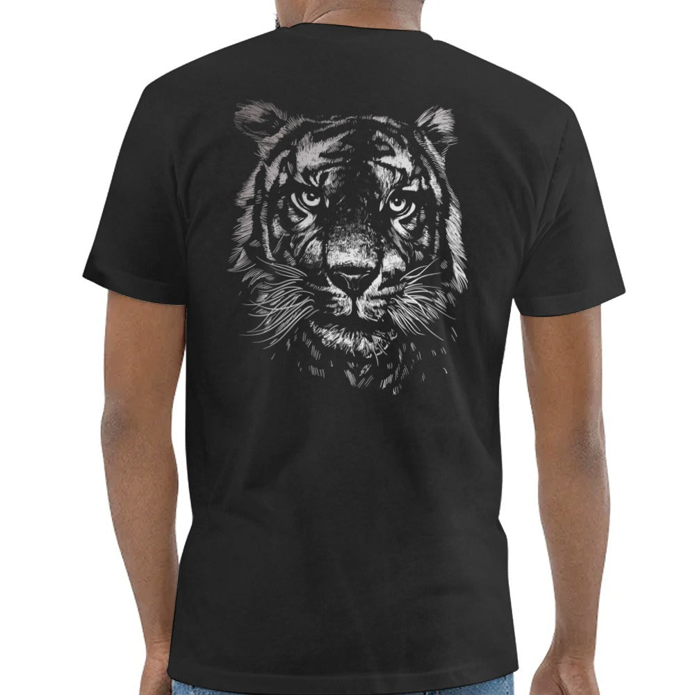 Black T-Shirt with Fierce Tiger Head Print product type