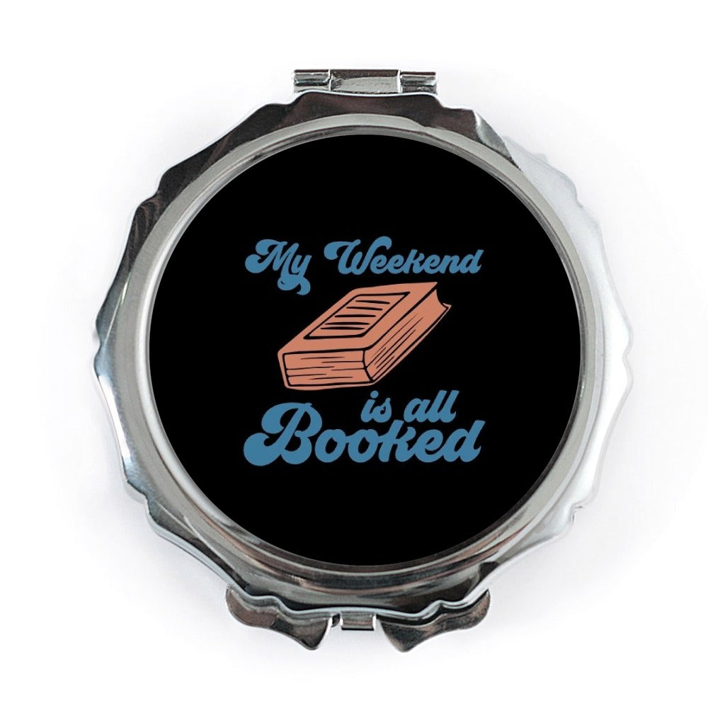 Booked Weekend Pocket Mirror, Book Lover Gift, Reader Present, Compact Mirror, Funny Bookworm, Literary Accessories, Handbag Mirror - Tawshia