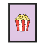 Cute Popcorn Wall Art, Happy Food Print, Kawaii Home Decor, Kid Room Art, Movie Night, Playroom Decor, Cartoon Popcorn Art - Tawshia