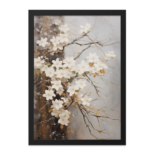 White Dogwood Wall Art, Floral Painting Print, Botanical Home Decor, Elegant Wall Decor, Blossom Art, Flower Wall Hanging, Nature Art Print - Tawshia