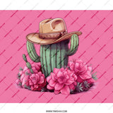 Cowboy Cactus Mouse Pad, Western Desert Decor, Floral Mousepad, Pink Background Mouse Pads, Home Office Gift, Funky Desk Accessory - Tawshia