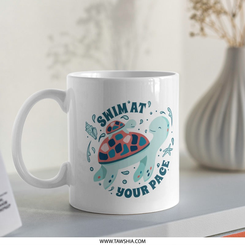 Swim At Your Pace Illustrated Ceramic Mug product type
