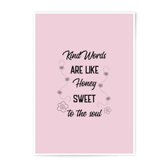 Kind Words Photographic Prints, Honey Sweet Art, Bee Flower Decor, Inspirational Wall Art, Home Decor, Gift for Her, Wall Decor - Tawshia