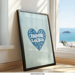 Book Lover Framed Wall Art, Heart with Stars, Reading Art, Bookworm Decor, Library Art, Gift for Readers, Home Decor, Ready to Hang - Tawshia
