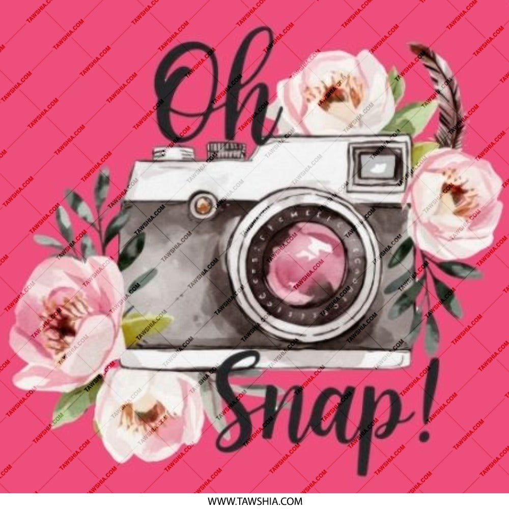 Oh Snap Camera Pinback Button, Floral Camera Button, Photographer Gift, Photo Lover Gift, Unique Pin Badge, Pink Button Badge, Photo Button - Tawshia