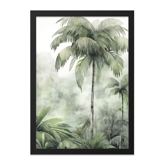 Palm Tree Wall Art, Tropical Print, Jungle Decor, Watercolor Painting, Botanical Illustration, Home Decor, Nature Art, Framed Artwork - Tawshia