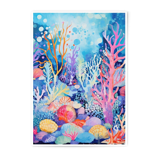 Coral Reef Photographic Print, Ocean Art Print, Sea Life Wall Decor, Undersea Illustration, Colorful Reef Print, Coastal Home Decor - Tawshia
