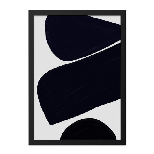 Minimalist Abstract Art, Dark Blue Shapes Wall Decor, Modern Geometric Print, Contemporary Art Poster, Home Office Wall Art - Tawshia
