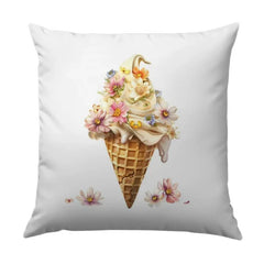 Floral Ice Cream Pillow, Decorative Pillow, Sweet Treat Design, Home Decor, Unique Throw Pillow, Couch Pillow, Dessert Lover Gift, Foodie - Tawshia