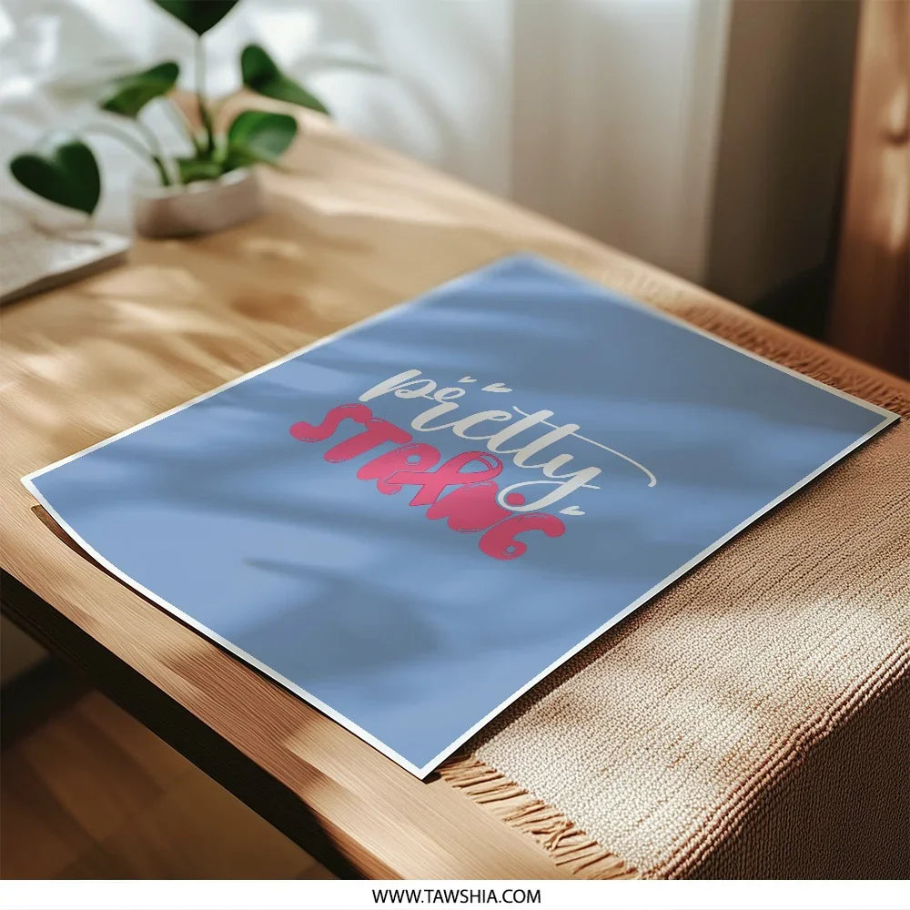 Pretty Strong Photographic Prints, Breast Cancer Awareness Art, Inspirational Wall Decor, Pink Ribbon Art, Supportive Gift - Tawshia