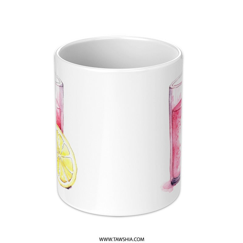 Pink Candle Mug, Lemon Slice, Watercolor Mug, Cute Coffee Mug, Tea Cup, Aesthetic Drinkware, Unique Mug Gift, Colorful Mug, Pretty Mug - Tawshia