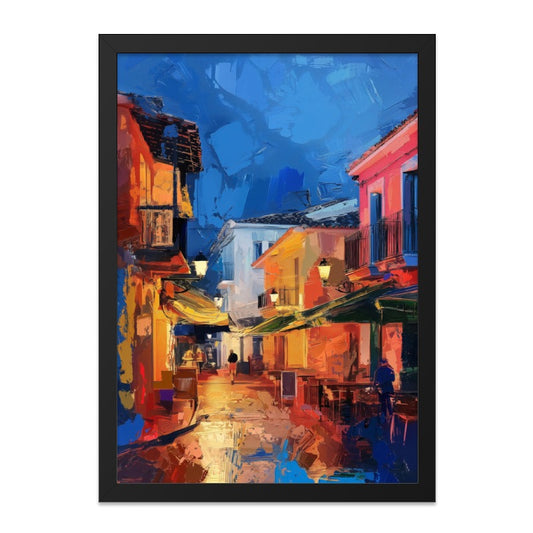 European Street Wall Art, Cityscape Painting Print, Colorful Town View, Abstract Impressionist Art, Home Decor, Gallery Wall Art - Tawshia