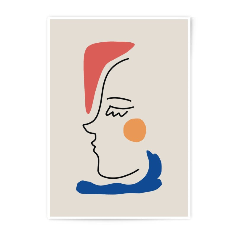 Abstract Face Art Photographic Print, Minimalist Line Drawing, Modern Wall Decor, Portrait Illustration, Contemporary Art Print - Tawshia