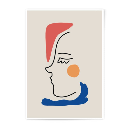 Abstract Face Art Photographic Print, Minimalist Line Drawing, Modern Wall Decor, Portrait Illustration, Contemporary Art Print - Tawshia