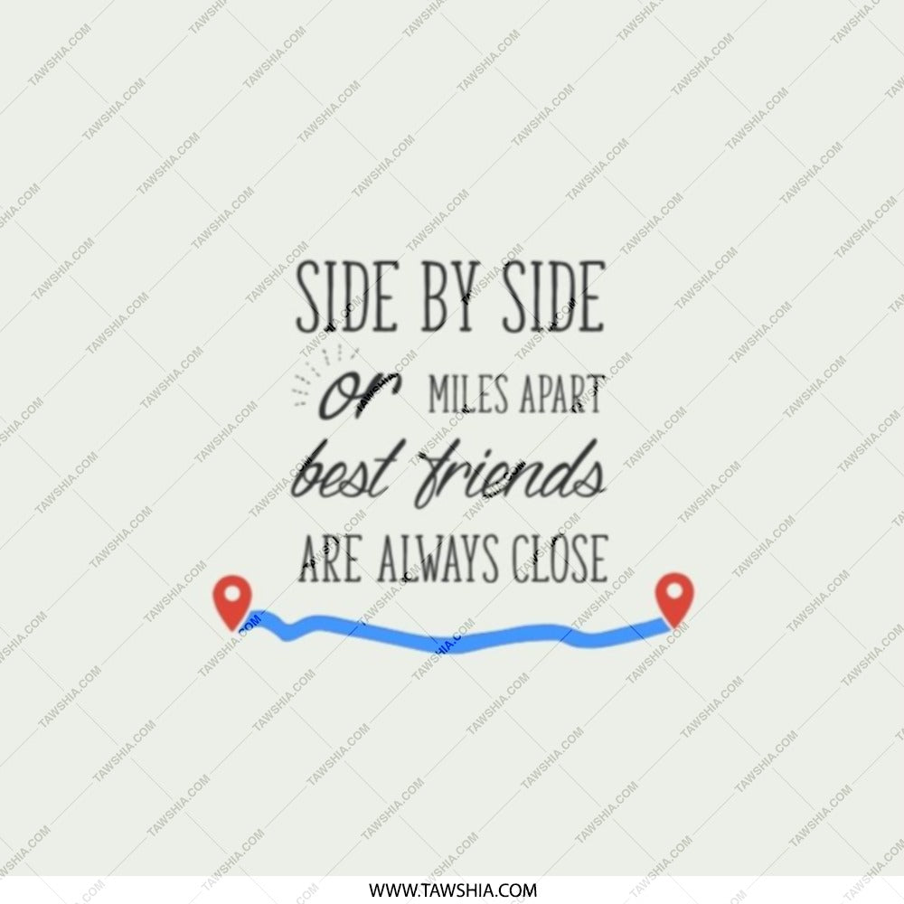 Best Friend Pocket Mirror, Long Distance Friendship Gift, Friends Are Always Close Compact Mirror, Side by Side or Miles Apart Present - Tawshia