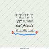 Best Friend Pocket Mirror, Long Distance Friendship Gift, Friends Are Always Close Compact Mirror, Side by Side or Miles Apart Present - Tawshia