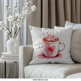 Hot Chocolate Pillow, Heart Marshmallows, Valentine's Day Decor, Cute Cocoa Pillow, Cozy Home Decor, Gift for Her, Valentine Gift - Tawshia