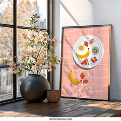 Colorful Fruits Wall Art, Kitchen Decor Print, Food Illustration, Modern Art Print, Strawberry Banana Kiwi Wall Art - Tawshia
