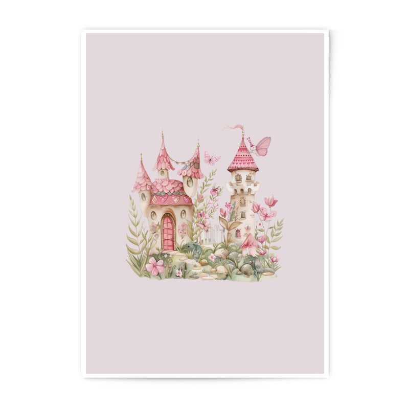 Pink Castle Photographic Prints, Fantasy Art, Butterfly Decor, Fairytale Prints, Magical Kingdom, Girls Room Decor, Dreamy Aesthetic - Tawshia