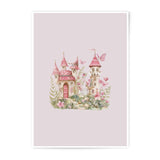 Pink Castle Photographic Prints, Fantasy Art, Butterfly Decor, Fairytale Prints, Magical Kingdom, Girls Room Decor, Dreamy Aesthetic - Tawshia